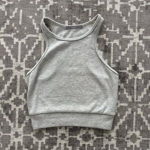 Tart Light Gray Sleeveless Crop Tank Top Racerback halter style